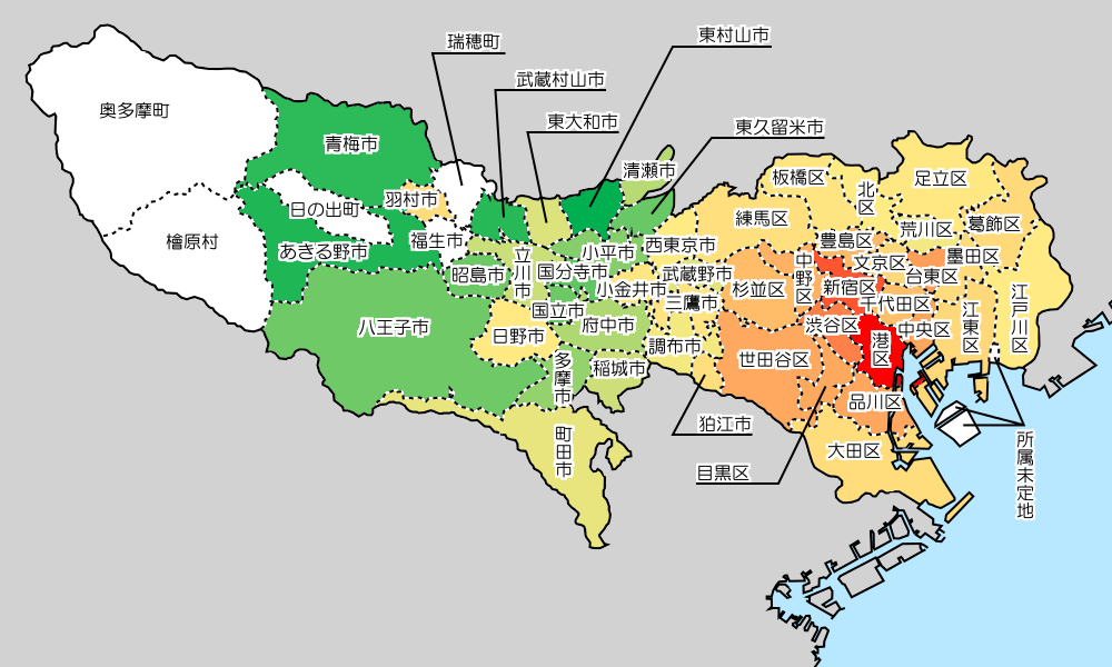 東京都の市区町村別感染者数 ４月12日発表 の感染者率を求めてみた